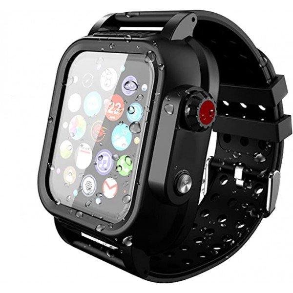 Wholesale Waterproof Shockproof Full Body Case with Built In Screen Protector for Apple Watch 6/5/4/SE [44mm] (Black)